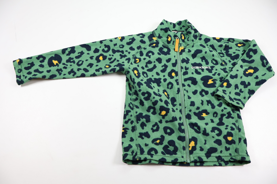 Leopardmönstrad fleecejacka från Didriksons - Storlek 100 - Grön