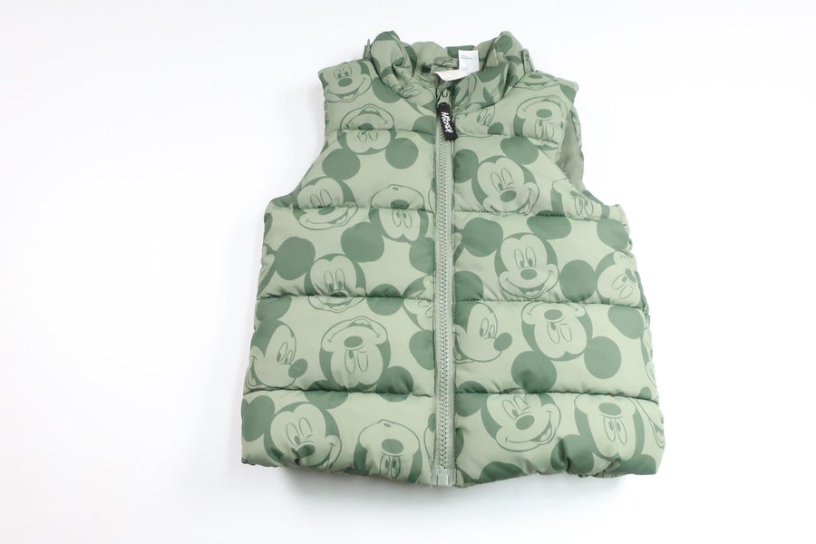 Vadderad väst med Musse Pigg från H&M - Storlek 86 - Grön
