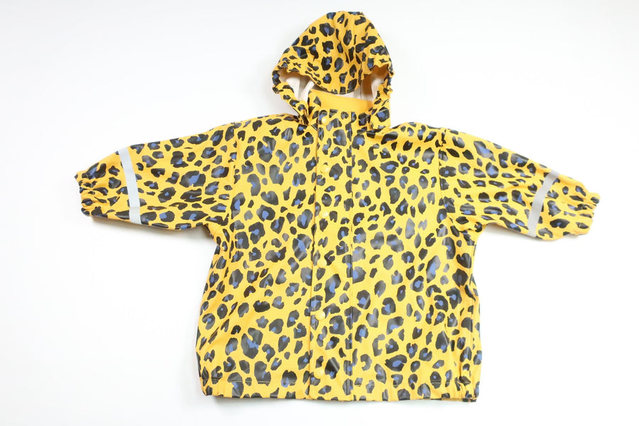 Leopardmönstrad regnjacka från Lindex - Storlek 92 - Gul