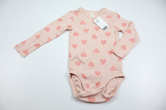 Body med hjärtan från H&M - Storlek 92 - Rosa