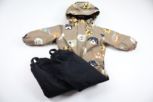 Vinteroverall med hundar från FIX by Lindex - Storlek 92 - Beige