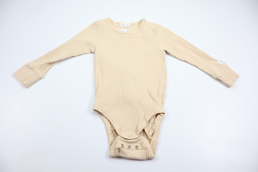 Ribbad body från Newbie - Storlek 80 - Beige