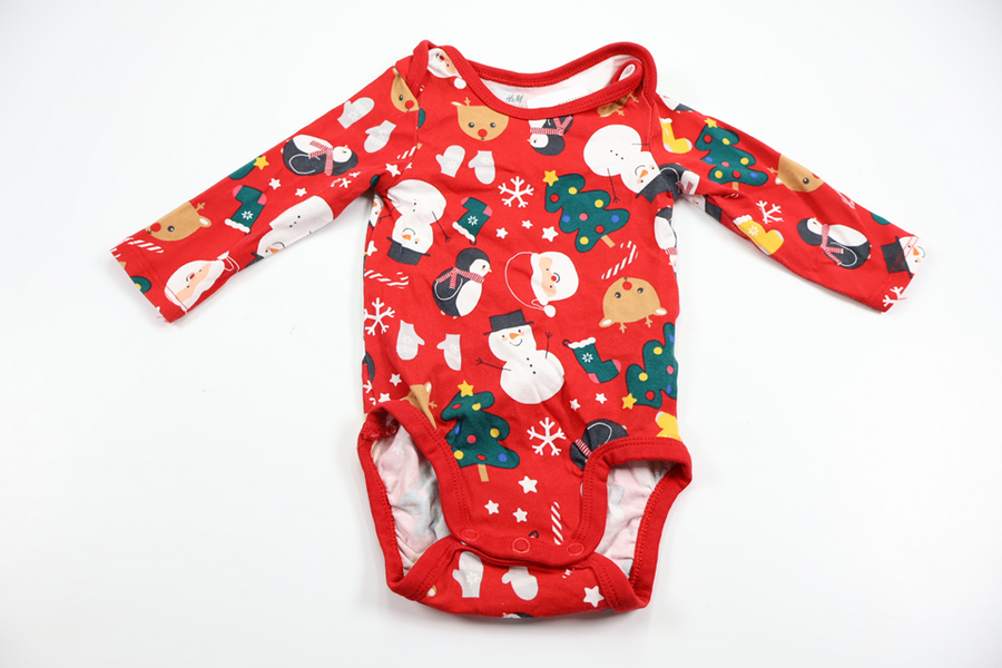 Body med julmotiv från H&M - Storlek 56 - Röd