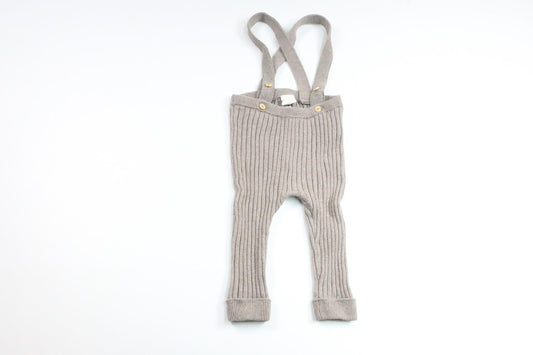 Stickad ribbade hängselbyxor från H&M - Storlek 74 - Beige