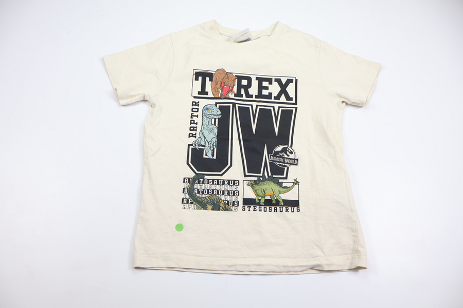 T-shirt med dinosaurier från Jurassic World - Storlek 110/116 - Benvit