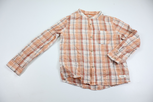 Rutig skjorta från Newbie - Storlek 122 - Beige