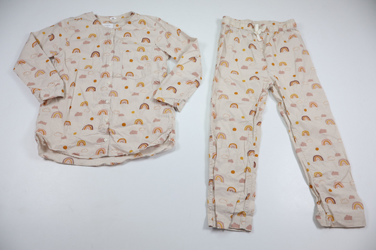Tvådelad pyjamas med regnbågar från Liewood - Storlek 116 - Beige
