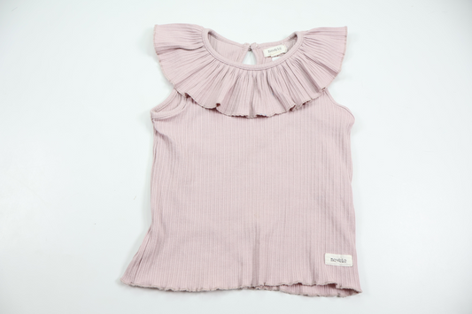 Ribbat linne med volang från Newbie - Storlek 98/104 - Lila