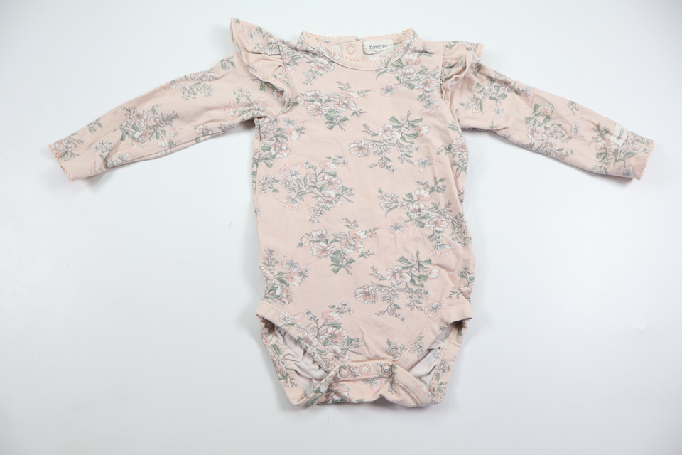 Blommig body från Newbie - Storlek 68 - Rosa