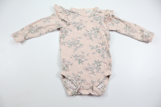 Blommig body från Newbie - Storlek 68 - Rosa