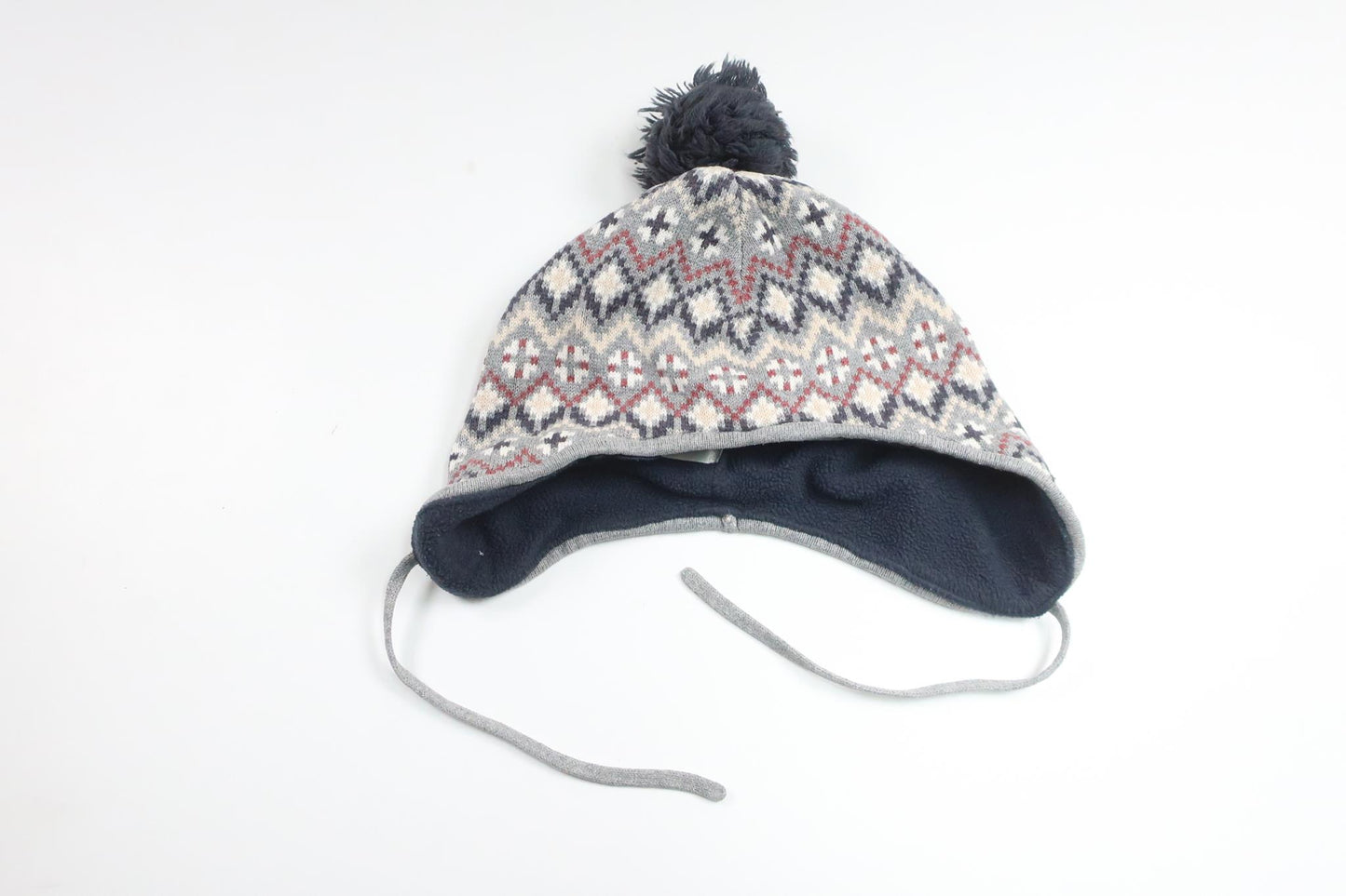 Fleecefodrad mössa med tofs från Newbie - Storlek 48/50 - Grå