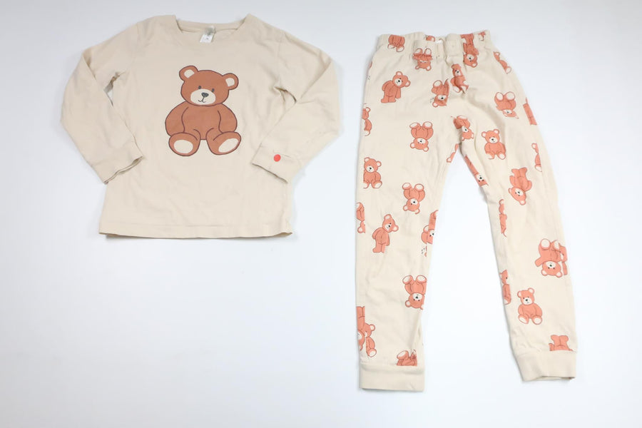 Pyjamas med nalle från Lindex - Storlek 110/116 - Benvit