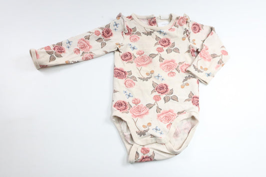 Blommig body från H&M - Storlek 74 - Beige