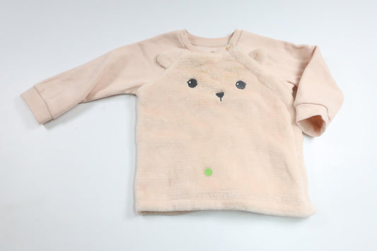 Tröja i fleece med nalle från H&M - Storlek 74 - Rosa