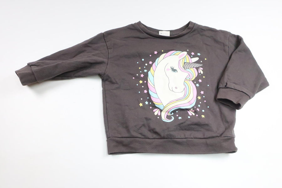 Sweatshirt med enhörning från Uniq Studio - Storlek 92 - Grå