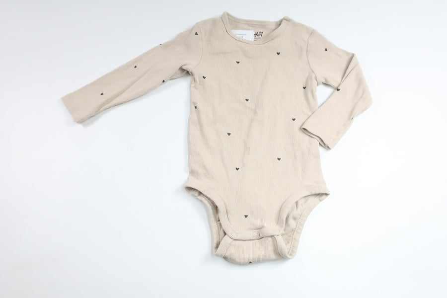 Ribbad body från H&M - Storlek 74 - Beige