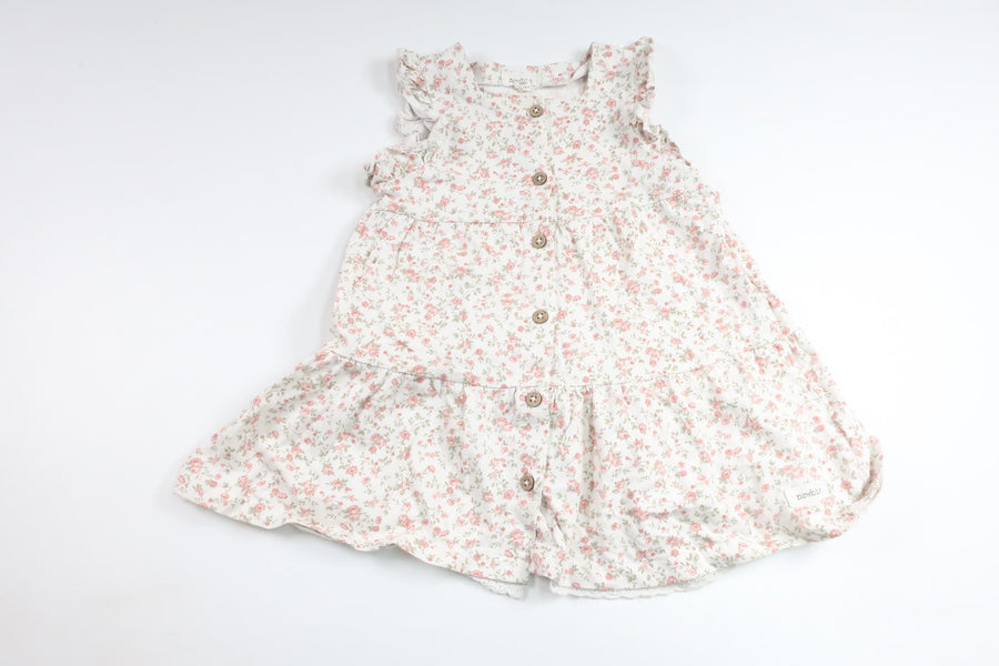 Blommig klänning från Newbie - Storlek 86 - Vit