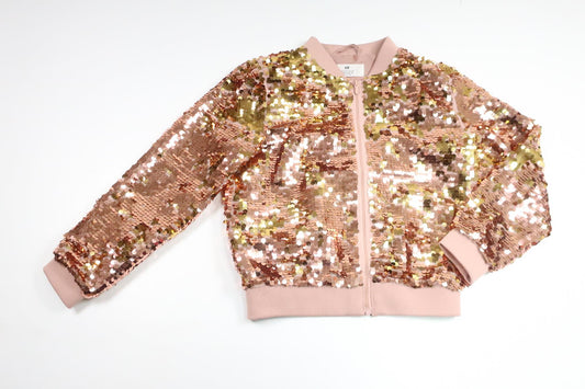 Bomberjacka med paljetter från H&M - Storlek 128 - Rosa