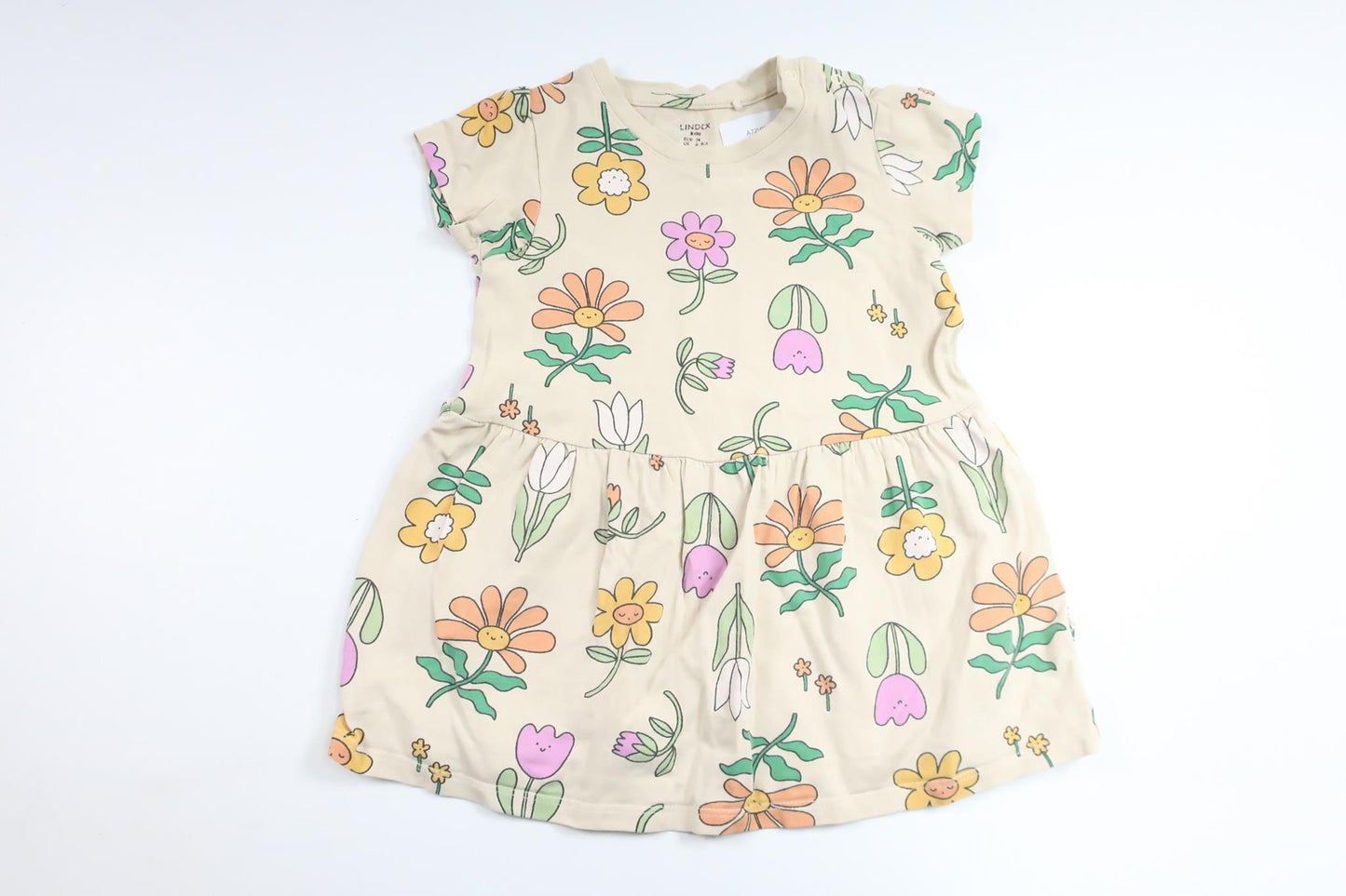 Blommig klänning från Lindex - Storlek 74 - Beige