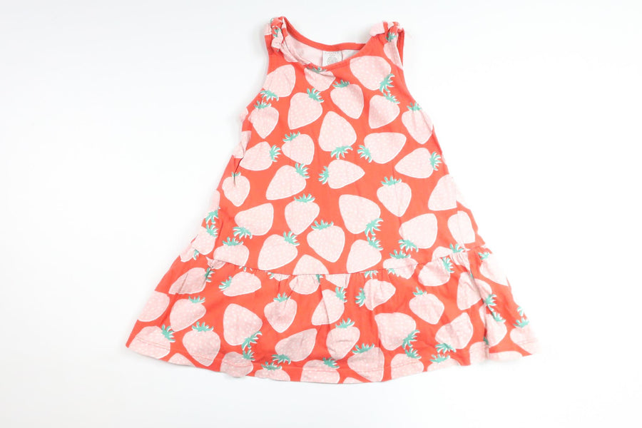 Klänning med jordgubbar från Lindex - Storlek 92 - Röd