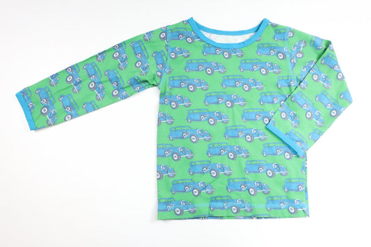 Tröja med bilar från Snoozy - Storlek 98/104 - Grön