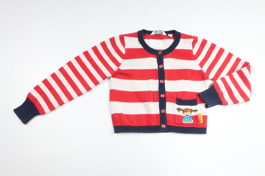 Stickad kofta med Pippi från Varför Därför - Storlek 98/104 - Röd