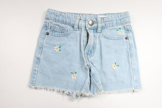 Jeansshorts med blommor från Uniq Denim Wear - Storlek 104 - Denim