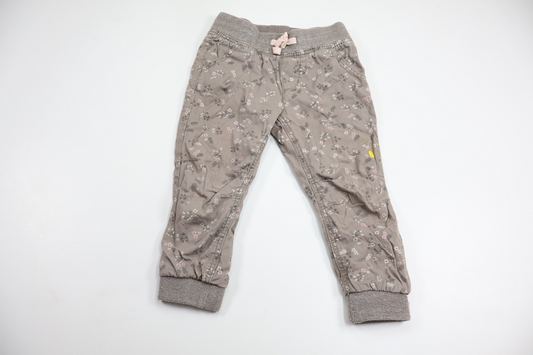 Blommiga fodrade byxor från H&M - Storlek 92 - Grå