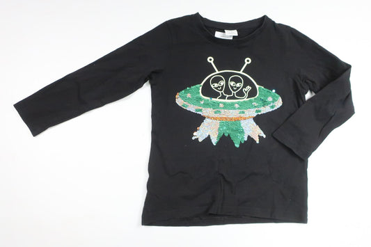 Tröja med vändbara paljetter från Lindex - Storlek 110 - Svart