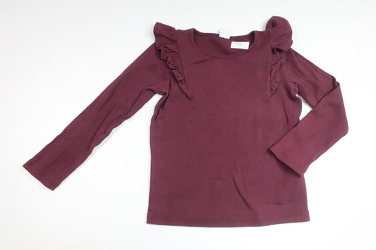 Ribbad tröja från Lindex - Storlek 116 - Vinröd