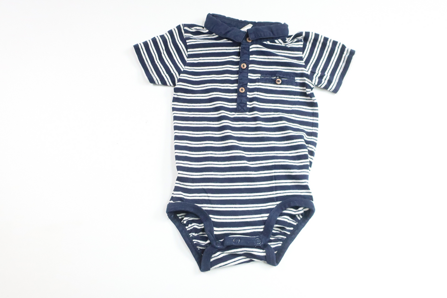 Randig body från H&M - Storlek 80 - Marinblå