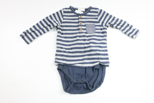 Tröja med inbyggd body från Newbie - Storlek 68 - Marinblå