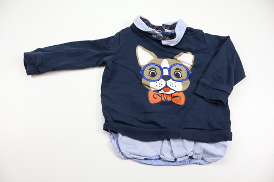 Tröja med inbyggd body från Holly & Whyte - Storlek 80 - Marinblå
