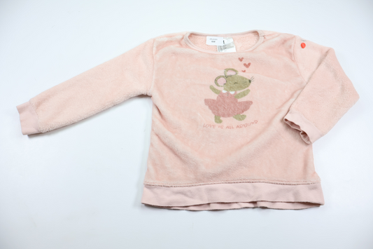 Pyjamas tröja i fleece från H&M - Storlek 98/104 - Rosa