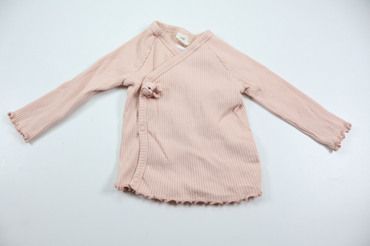 Ribbad omlottröja från H&M - Storlek 68 - Rosa