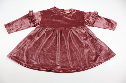 Klänning i velour från Uniq Baby - Storlek 74 - Rosa