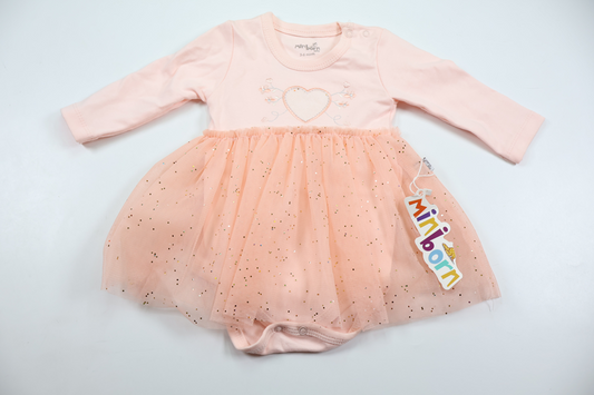 Klänning med inbyggd body från Miniborn Baby - Storlek 62/68 - Rosa