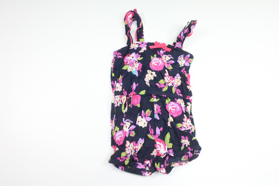 Blommig jumpsuit från F&F - Storlek 74/80 - Marinblå