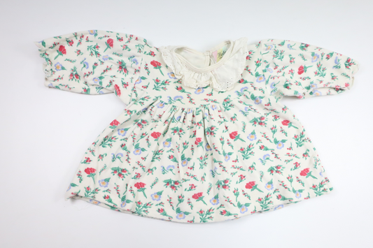 Blommig klänning i fleece från Kappahl - Storlek 80 - Vit