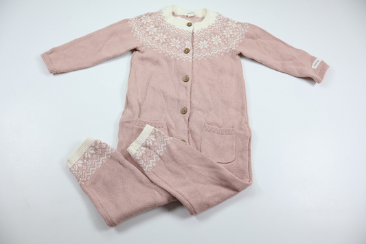 Stickad overall/jumpsuit från Newbie - Storlek 80 - Rosa