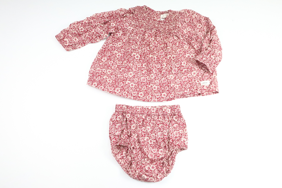 Klänning med matchande blöjtrosa från Newbie - Storlek 80 - Vinröd