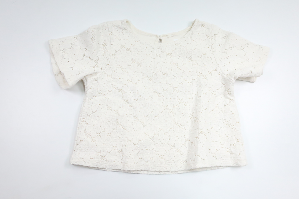 Blommig broderad tröja från H&M - Storlek 110/116 - Vit