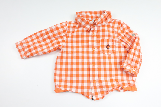 Rutig skjorta från Petit Bateau - Storlek 60 - Orange