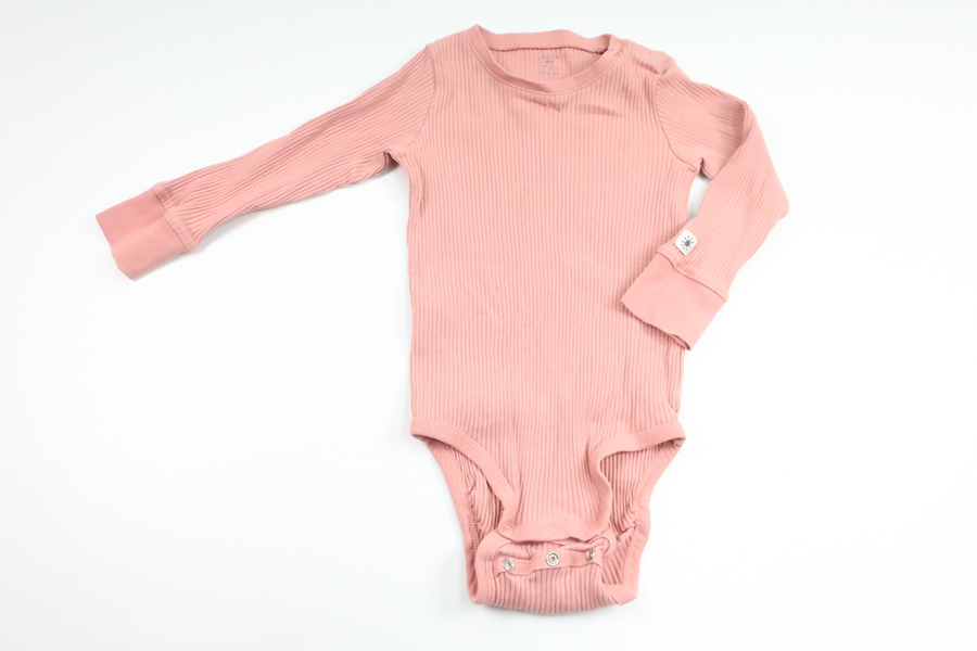 Ribbad body från Lindex - Storlek 80 - Rosa
