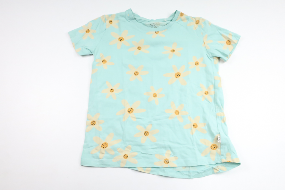 Blommig t-shirt från Lindex - Storlek 128 - Blå