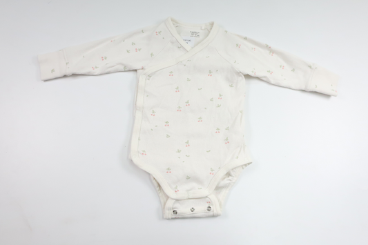 Ribbad omlottbody från Lindex - Storlek 62 - Vit