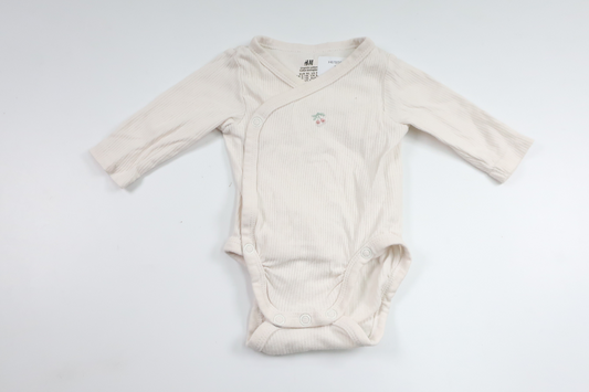 Ribbad omlottbody från H&M - Storlek 50 - Benvit