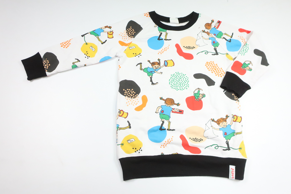 Sweatshirt klänning från Pippi Långstrump - Storlek 116 - Vit