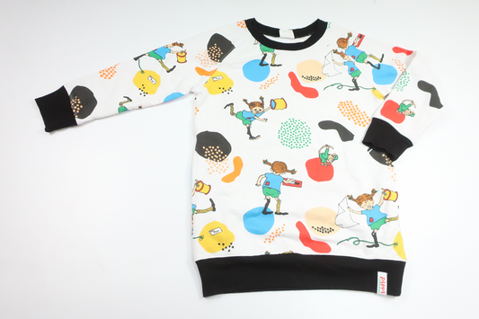 Sweatshirt klänning från Pippi Långstrump - Storlek 116 - Vit