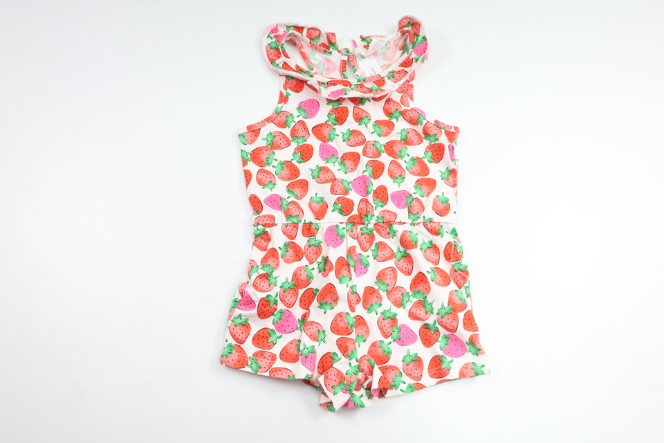 Jumpsuit med jordgubbar från H&M - Storlek 92 - Vit